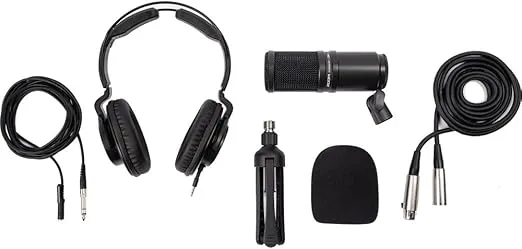 Zoom ZDM-1 Podcast Mic Pack, Podcast Dynamic Microphone, ZHP-1 Headphones, TPS-4 Tripod, Windscreen, 2-Meter XLR Cable, for Recording & Streaming Podcasts + Cleaning kit (Pack of 2)