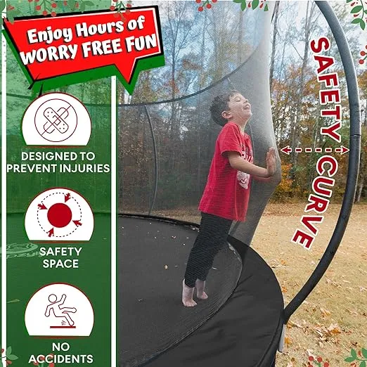 JUMPZYLLA Trampoline 8FT 10FT 12FT 14FT 15FT 16FT Trampoline with Enclosure - Recreational Trampolines with Ladder and AntiRust Coating, ASTM Approval Outdoor Trampoline for Kids