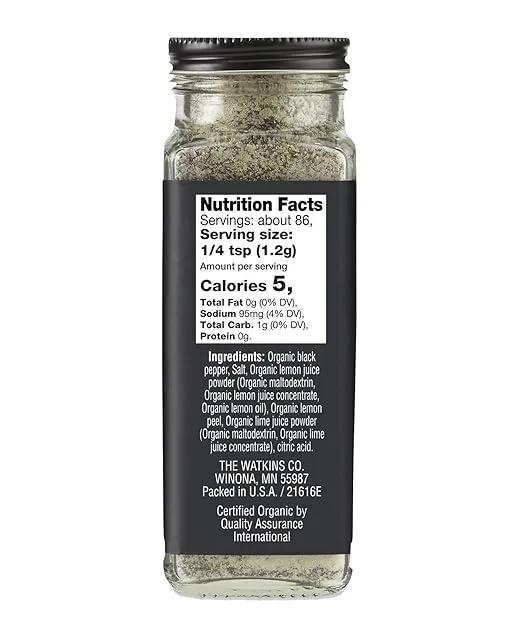 Watkins Gourmet Organic Spice Jar, Lemon Pepper Blend, 3.6 Ounce (Pack of 3)