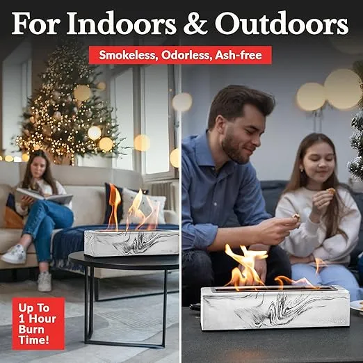 Tabletop Fire Pit - Concrete Outdoor & Indoor Fire Pit Tabletop, Smores Maker Kit, Table Top Firepit, Small Portable Mini Indoor Fireplace