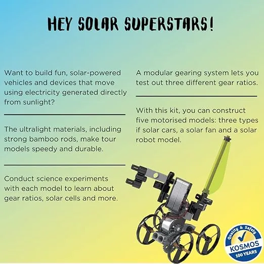 Thames & Kosmos Solar-Powered Rovers STEM Experiment Kit | Build 5 Vehicles & Devices Powered by The Sun | Solar Energy Actvities for Ages 8+