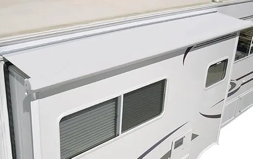 The ShadePro RV Slideout Topper - 93" and Under Trim to Fit Slide Out Awning Fabric Replacement for RVs and Campers - Ultra-Durable Vinyl Fabric (White)