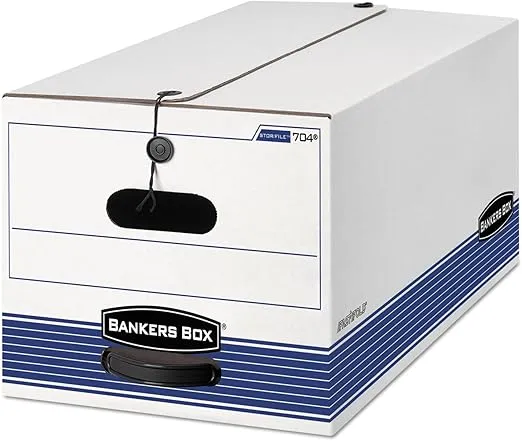 Bankers Box STOR/FILE Medium-Duty Storage Boxes, FastFold, String and Button, Legal, Case of 12 (00705)