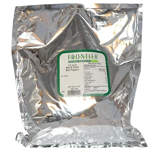 Frontier Co-op Bell Peppers, Red & Green, 3/8" Diced, Kosher | 1 lb. Bulk Bag | Capsicum annuum