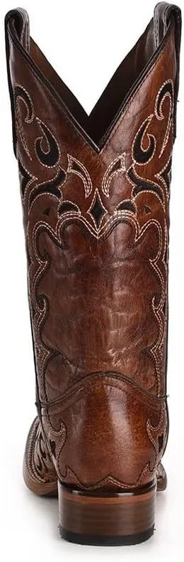 Circle G LADIE'S BROWN/BLACK EMBROIDERY SQ. TOE, LEATHER SOLE, WESTERN L5557