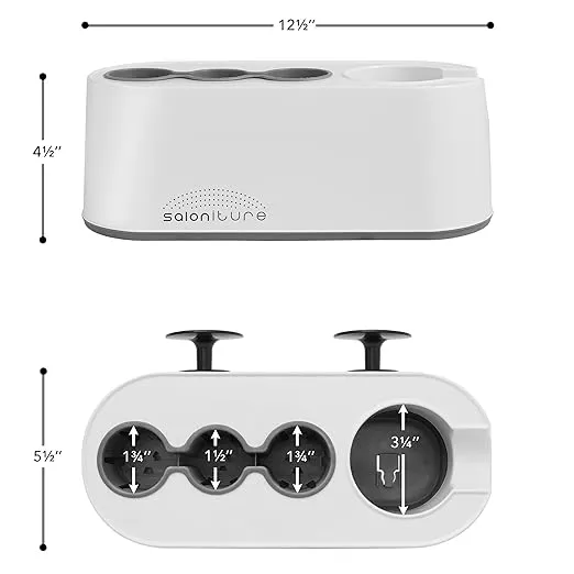 Saloniture Wall Mount Hair Dryer and Appliance Holder - Salon Station Styling Tool Organizer Storage Stand, White