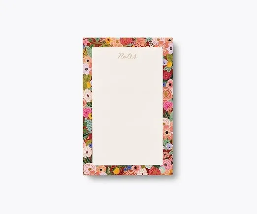 RIFLE PAPER CO. Garden Party Notepad With Floral Design Printed In Full Color Used To Jot Down To-Do Lists, Write Messages, Draw Illustrations, Decorate