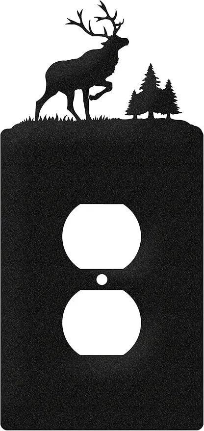 SWEN Products Elk Wall Plate Cover (Single Outlet, Black)