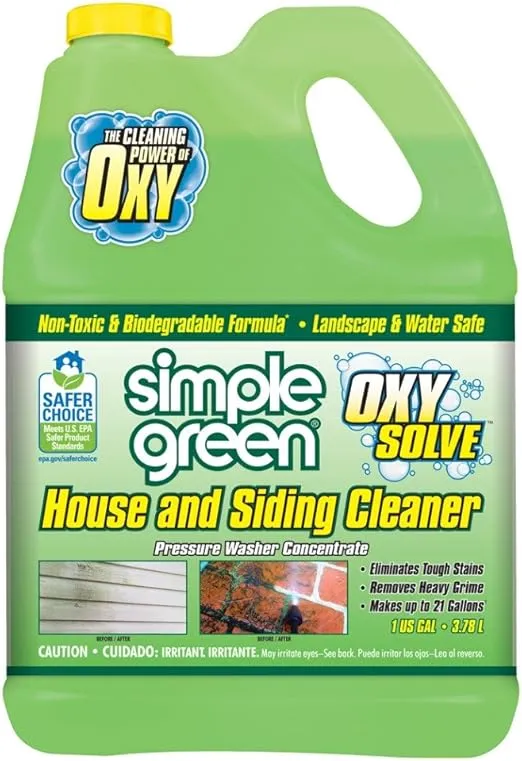 Oxy Solve House and Siding Pressure Washer Cleaner - Removes Stains from Mold & Mildew on Vinyl, Aluminum, Wood, Brick, Stucco - Concentrate 1 Gal.