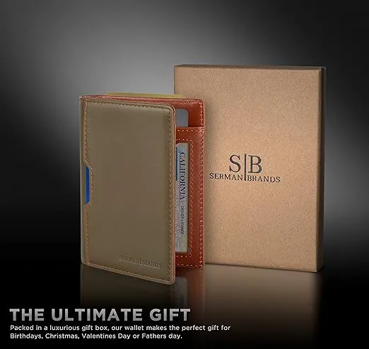 SERMAN BRANDS - Wallets for Men Slim Mens leather RFID Blocking Minimalist Card Front Pocket Bifold Travel Thin