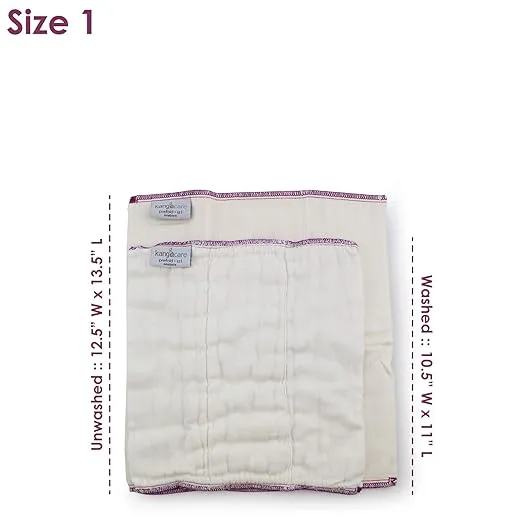 Kanga Care Reusable Unbleached 70% Viscose of Rayon from Bamboo / 30% Cotton Prefold Cloth Diapers (6pk) - Size 1 : Newborn