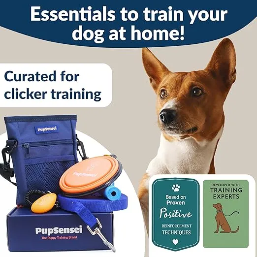 Dog Treat Pouch, Durable Oxford Polyester, No-Spill Magnetic Closure, Treat Pouches for Pet Training with Metal Clip, Waist Belt, Adjustable Strap (Deluxe Training Kit - Navy Blue)