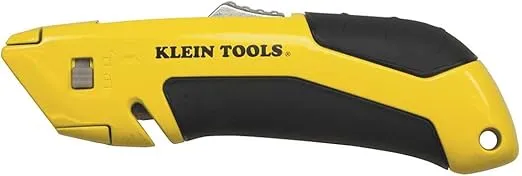Klein Tools 44136 Utility Knife, Heavy Duty Self-Retracting Box Cutter and Crafting Knife with No-Slip Grip, Wire Stripping and Lanyard Hole