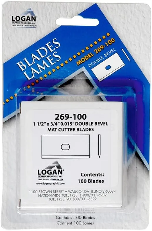 Logan Replacement Mat Cutting Blade 269-100 for Framers Edge 650 Mat Cutter, Pack of 100 blades