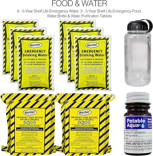 Ready America 72 Hour Deluxe Emergency Kit, 2-Person 3-Day Backpack, First Aid Kit, Survival Blanket, Power Station, Emergency Food, Portable Disaster Preparedness Go-Bag for Earthquake, Fire, Flood