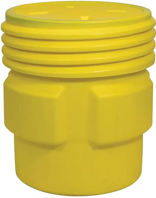 Eagle 65 Gallon Plastic Drum with Lid, Screw-On Lid, 33.8"x31", Overpack Drum Made of Durable, Lightweight HDPE, Withstands Weather and Chemicals, Made in USA, Yellow, 1661