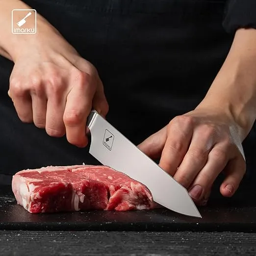 imarku Damascus Chef Knife, 8 Inch Japanese Kitchen Knife, Powder Steel Forged Super Sharp Knife for Collection, Chef's Knives with Unique Design Wood Handle, Christmas Gifts for Men and Women