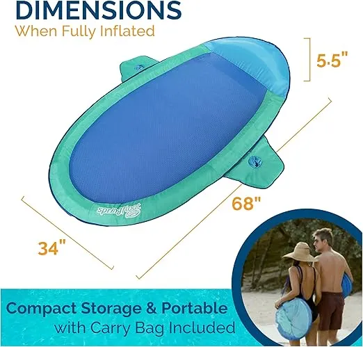 SwimWays Spring Float SunCatcher Pool Lounge Chair with Hyper-Flate Valve, Aqua
