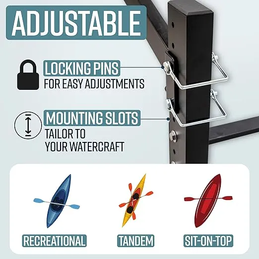 Teal Triangle Freestanding G-Watersport Kayak and SUP Outdoor Storage Rack, Heavy Duty Adjustable Weatherproof Stand
