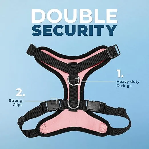 Voyager Step-in Lock Pet Harness - All Weather Mesh, Adjustable Step in Harness for Cats and Dogs by Best Pet Supplies - Pink/Black Trim, XS