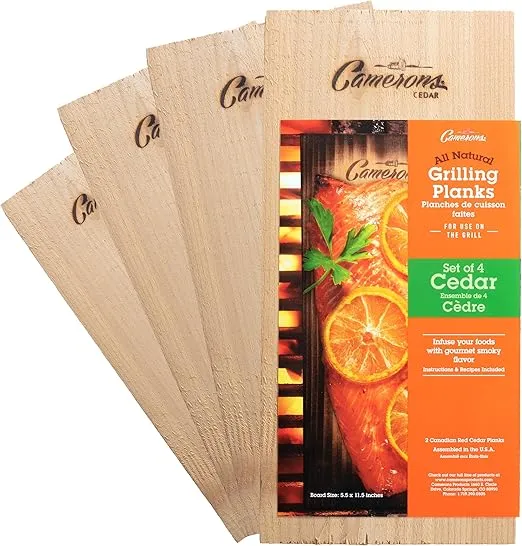 Grilling Planks - 4 Pack Cedar - Premium 5.5 x 11.5" Western Cedar for Barbecue Salmon, Seafood, Steak, Burgers, Pork Chops, Vegetables and More!