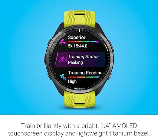 Garmin Forerunner® 965 Running Smartwatch, Colorful AMOLED Display, Training Metrics and Recovery Insights, Amp Yellow and Black