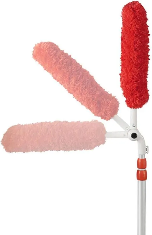 OXO Good Grips 3-in-1 Extendable Microfiber Long Reach Duster with Interchangeable Heads, 8 ft, Orange