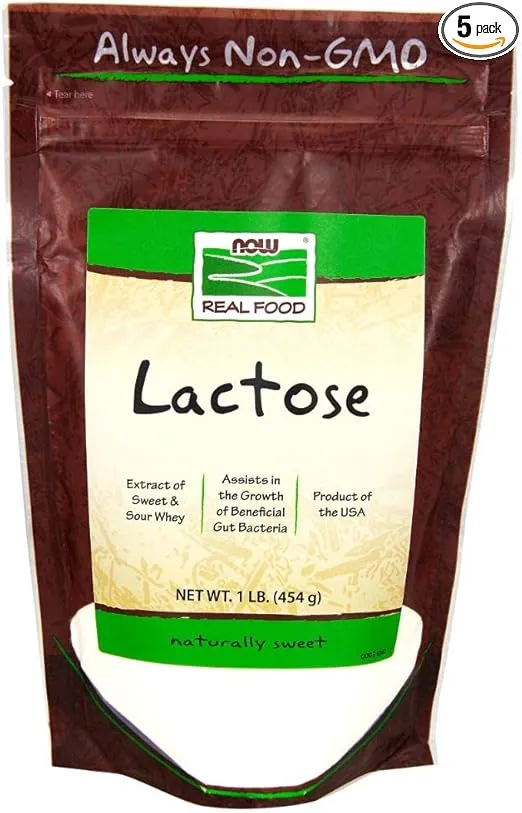 Now Foods Lactose Milk Sugar - 1 lb (Pack of 5)