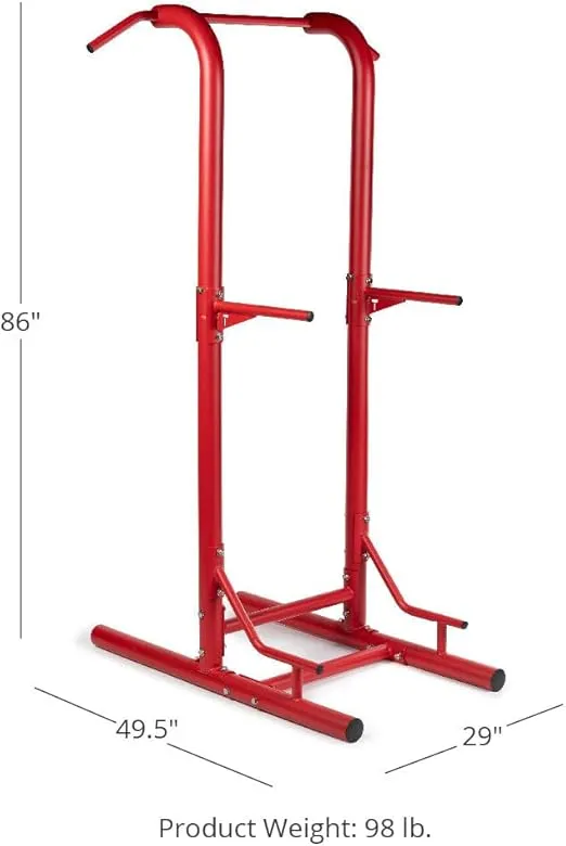 Titan Fitness Outdoor Power Tower, Red, 4-Stations-in-1, Pull-Up, Dip, Knee Raise, Push-Up Stations
