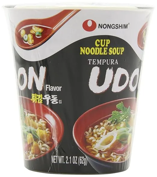 Nongshim Cup Noodle Soup, Tempura Udon, 2.1 Ounce (Pack of 6)