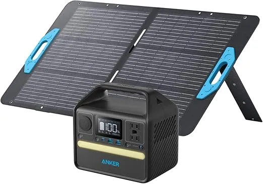 Anker 521 Portable Power Station, Solar Generator 256Wh with 100W Solar Panel, LiFePO4 Battery Pack, 200W 6-Port PowerHouse, 2 AC Outlets, 60W USB-C PD Output, for Outdoor Camping, RV(Anker Solix)