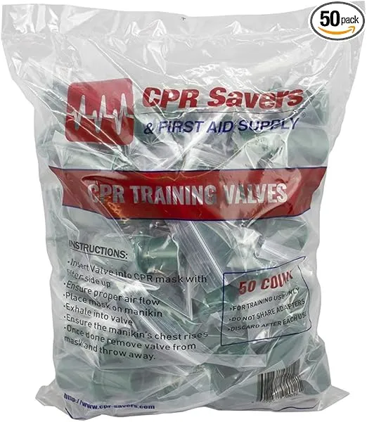 CPR Savers and First Aid Supply One-Way Disposable Training Valves for Micromask CPR Training Pack of 50 (1)