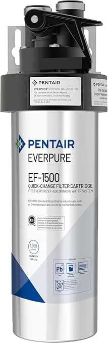 Pentair Everpure EF-1500 Full Flow Drinking Water System, EV985800, includes Filter Head, Filter Cartridge, All Hardware and Connectors, 1,500 Gallon Capacity, 0.5 Micron