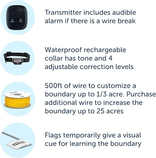 PetSafe Rechargeable In-Ground Pet Fence for Dogs and Cats Over 5lb - from The Parent Company of Invisible Fence Brand - Waterproof Collar with Tone and Static Correction