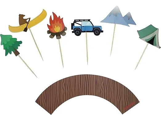Adventure Party Cupcake Toppers & Wrappers, 12 ct | Camping Party Decorations