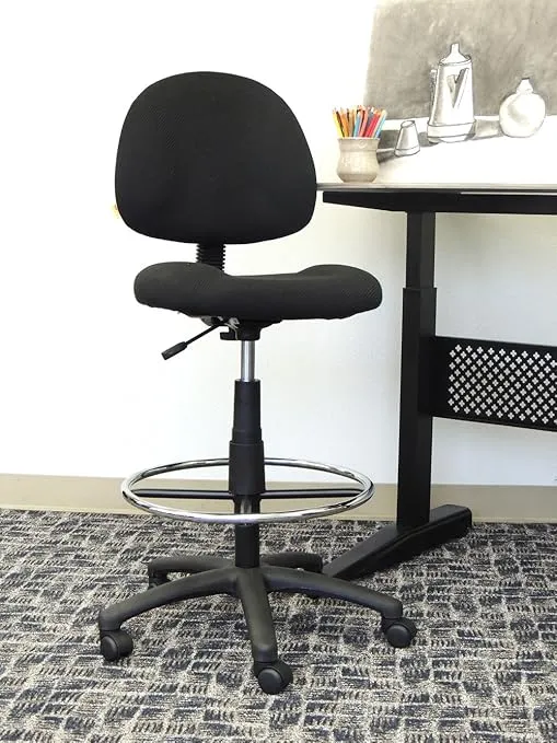 Boss Office Products Ergonomic Works Drafting Chair without Arms in Black