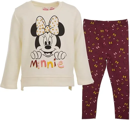 Disney Minnie Mouse Baby Girls Fleece Sweatshirt and Leggings Outfit Set Infant to Big Kid
