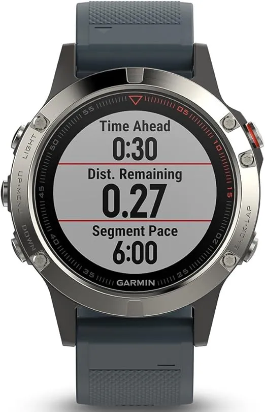 Garmin Fenix 5 - Silver with Granite Blue Band (Renewed)