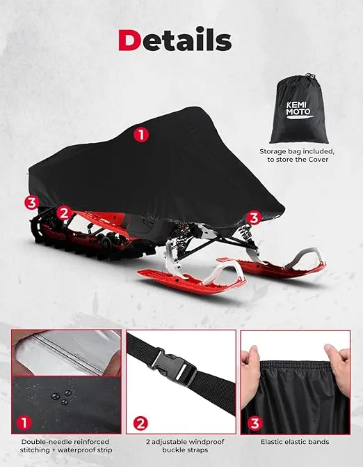 KEMIMOTO Snowmobile Cover Sled Ski Cover Universal Waterproof Storage Cover Compatible with Polaris Indy Can-am Sportsman Arctic Cat