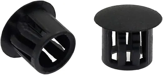 60PCS 10mm (3/8") Black Hole Plugs Plastic Flush Type Hole Plugs Snap in Locking Hole Tube, Furniture Fencing Post Pipe Insert End Caps (Black)