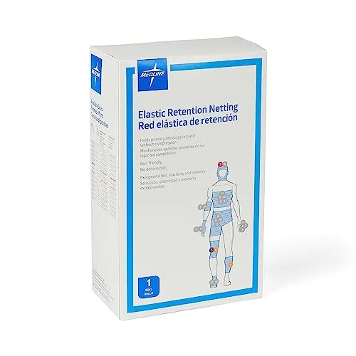 Medline Stretch Tubular Elastic Dressing Retention Net, Size 5, 12" x 25 yd., Ideal for Wound Care, Single Pack