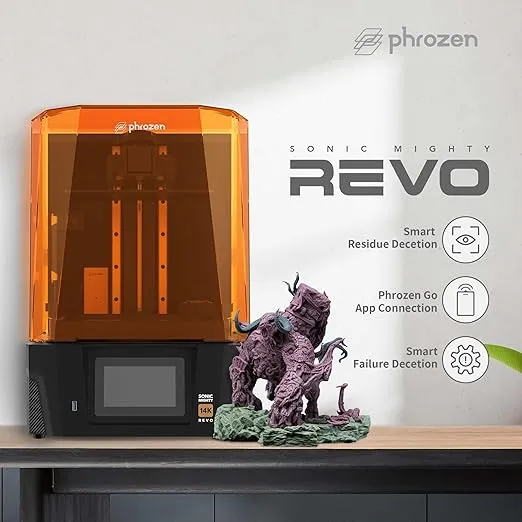 phrozen Sonic Mighty Revo LCD Resin 3D Printer, 14K Mono 10.1" LCD Screen, Auto Leveling User-Friendly Failure Detection, Built-in Heater Exhaust Vent, L8.8 x W5 x H9.3 inch Printing Volume