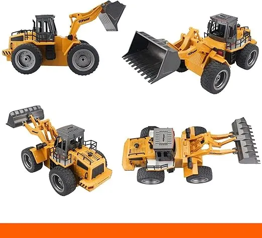 Top Race 6 Channel Full Functional Front Loader RC Remote Control Construction Toy Tractor Lights and Sounds 2.4Ghz Remote Control Tractor Toys Remote Control Bulldozer RC Construction Vehicles Boy