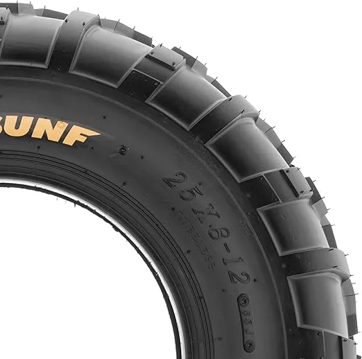 SunF 25x8-12 (25x8x12) ATV/UTV Off-Road Tire, 6PR, Directional Knobby Tread | A010
