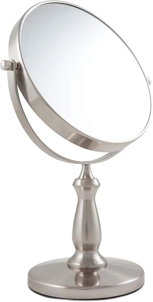 Zadro 9" W x 13" H Round Non-Lighted Makeup Mirror 8X 1X Magnifying Makeup Mirrors Rotating Head Makeup Mirror for Desk
