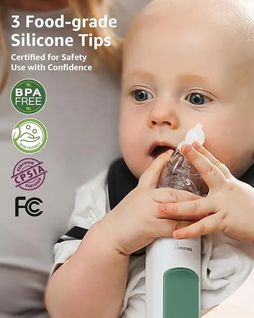 GROWNSY Nasal Aspirator for Baby, Electric Nose Aspirator for Toddler, Baby Nose Sucker, Automatic Nose Cleaner with 3 Silicone Tips, Adjustable Suctions, Music and Light Soothing Function (Green)