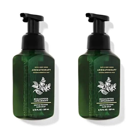 Bath and Body Works 2 Aromatherapy Stress Relief Gentle Foaming Hand Soap Eucalyptus & Spearmint. 8.75 Oz