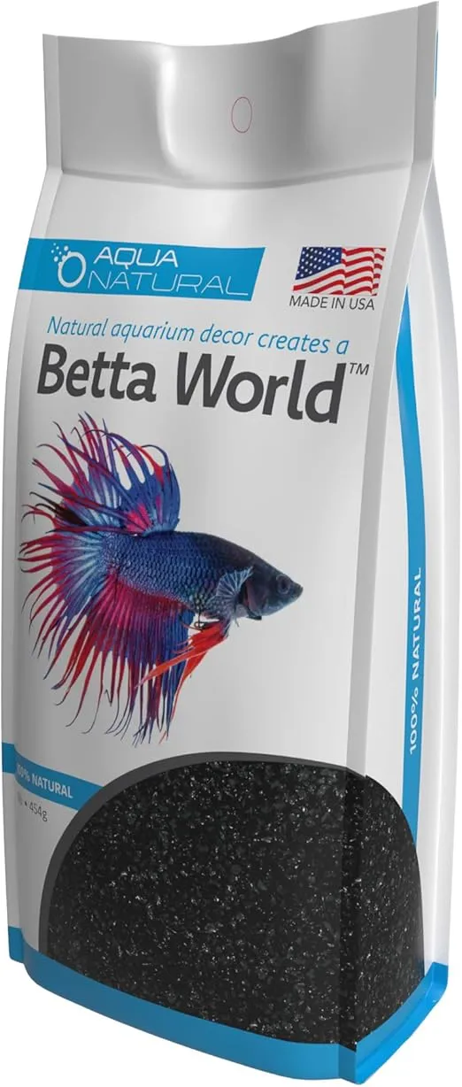 Aqua Natural Betta World - Diamond Black Quartz 1lb, Gravel/Rocks/Substrate for Fish Tank/Bowl (BETTA003)