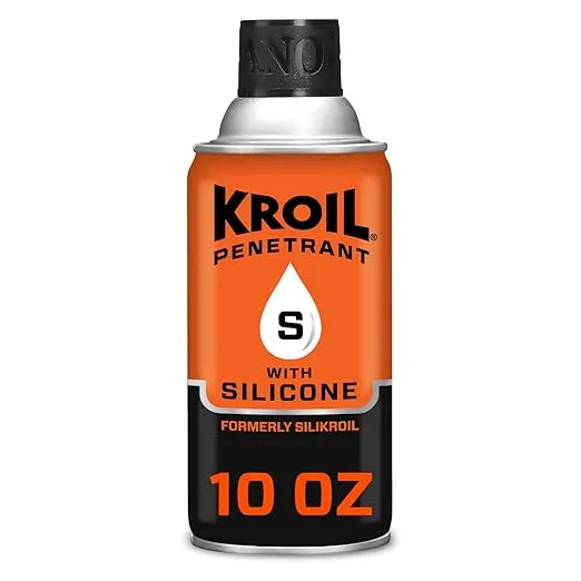 Kroil Penetrating Oil with Silicone (Aerosol Spray-10oz Can-Single) | Penetrant for Rusted Bolts, Metal | Lubricant for Hinges, Chains, Moving Parts (SK102)