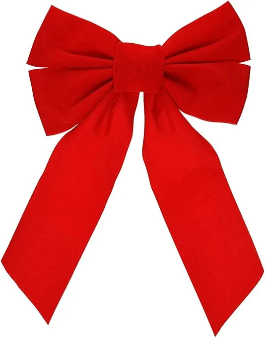 Set of 10 Red Velvet Christmas Wreath Bows, 9"x13" - For Garland, Gifts, Parties - Indoor/Outdoor Holiday Decor